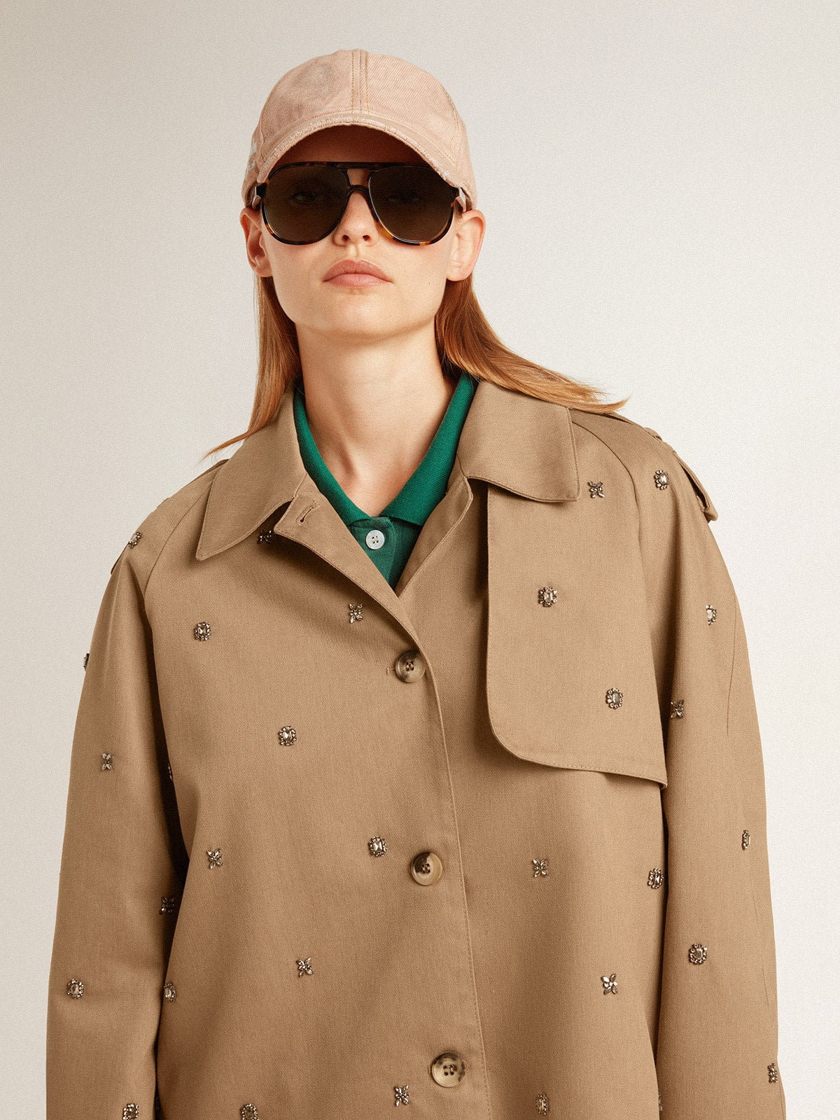 Golden Goose Women's oversized trench coat with crystals