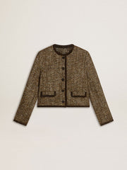 Golden Goose Women's Journey jacket in wool tweed with coffee-colored suede details