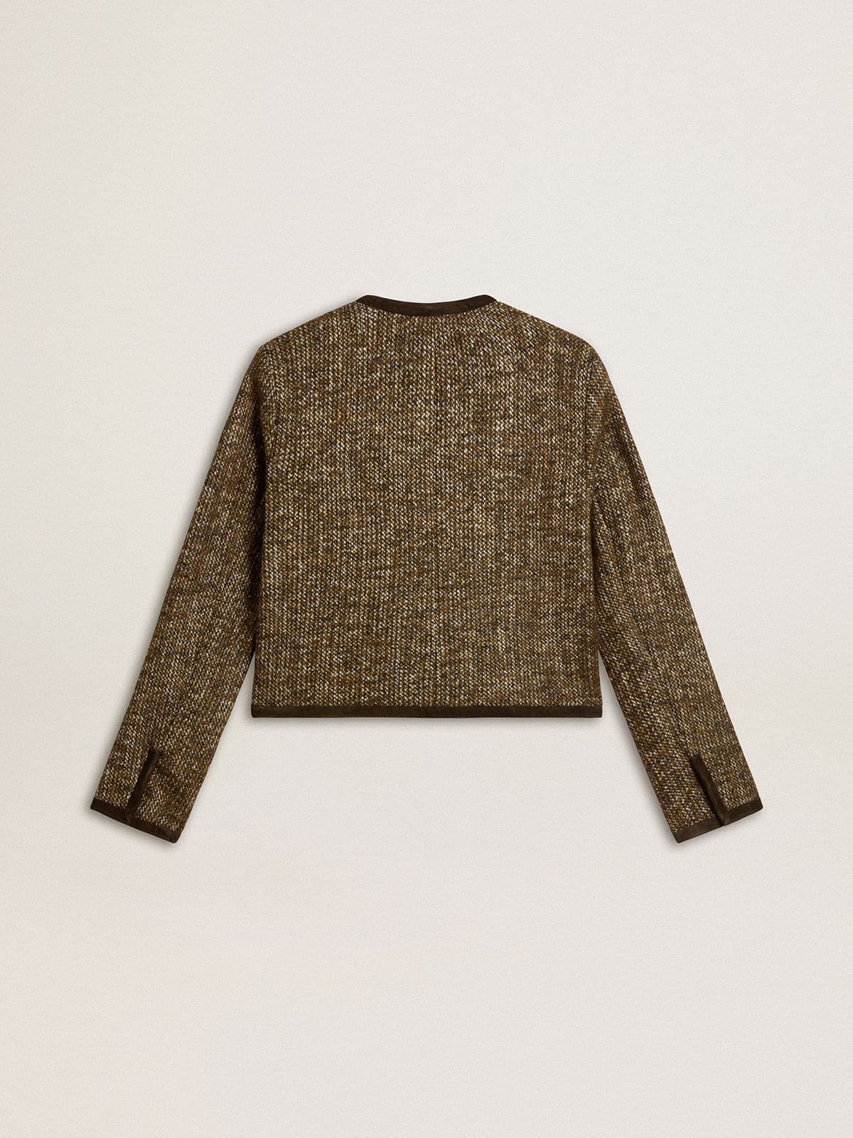 Golden Goose Women's Journey jacket in wool tweed with coffee-colored suede details