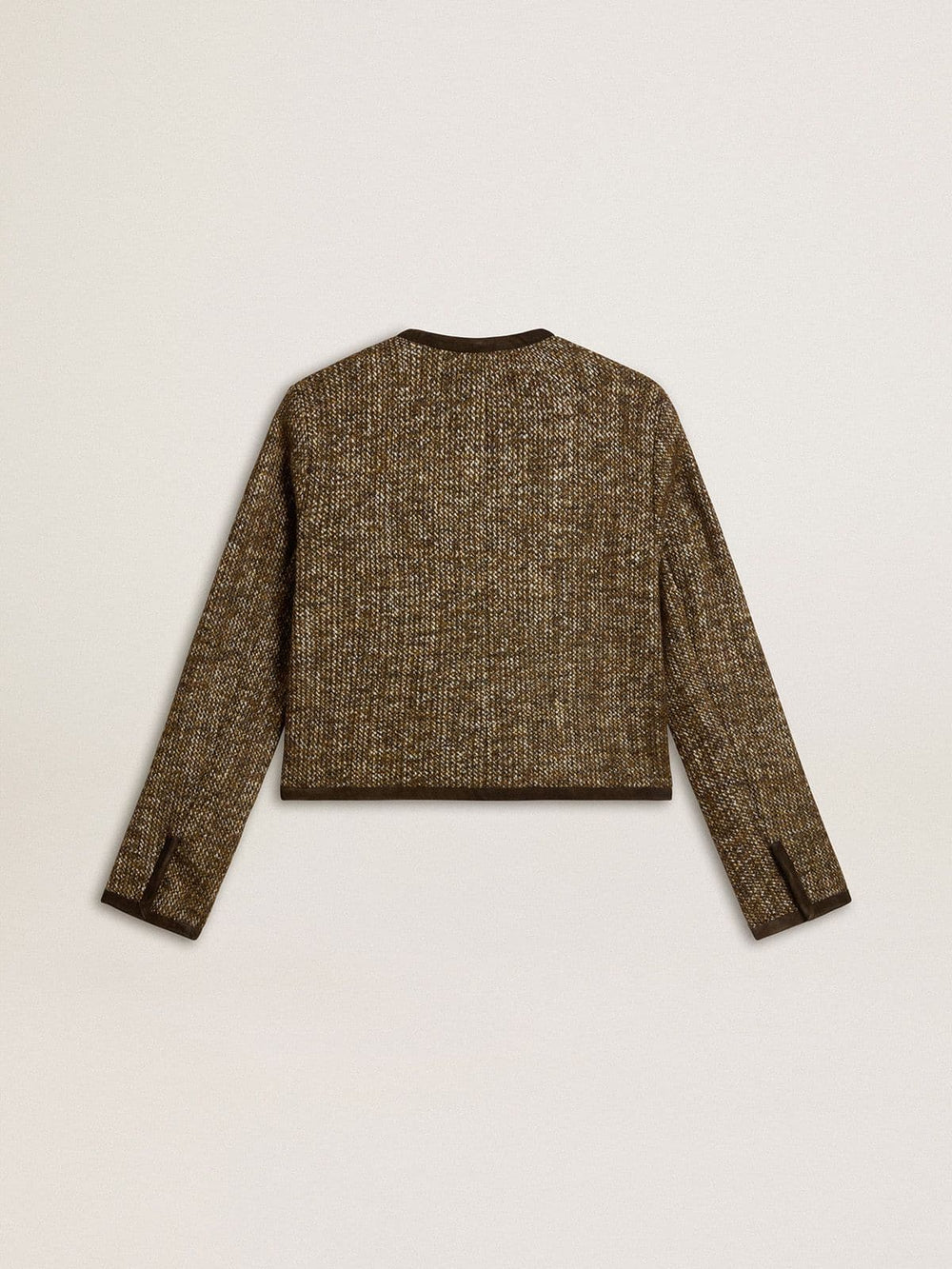 Golden Goose Women's Journey jacket in wool tweed with coffee-colored suede details