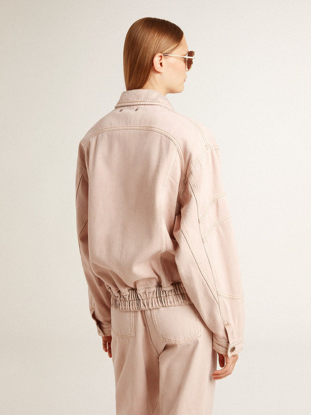 Golden Goose Women's pink dyed denim bomber jacket
