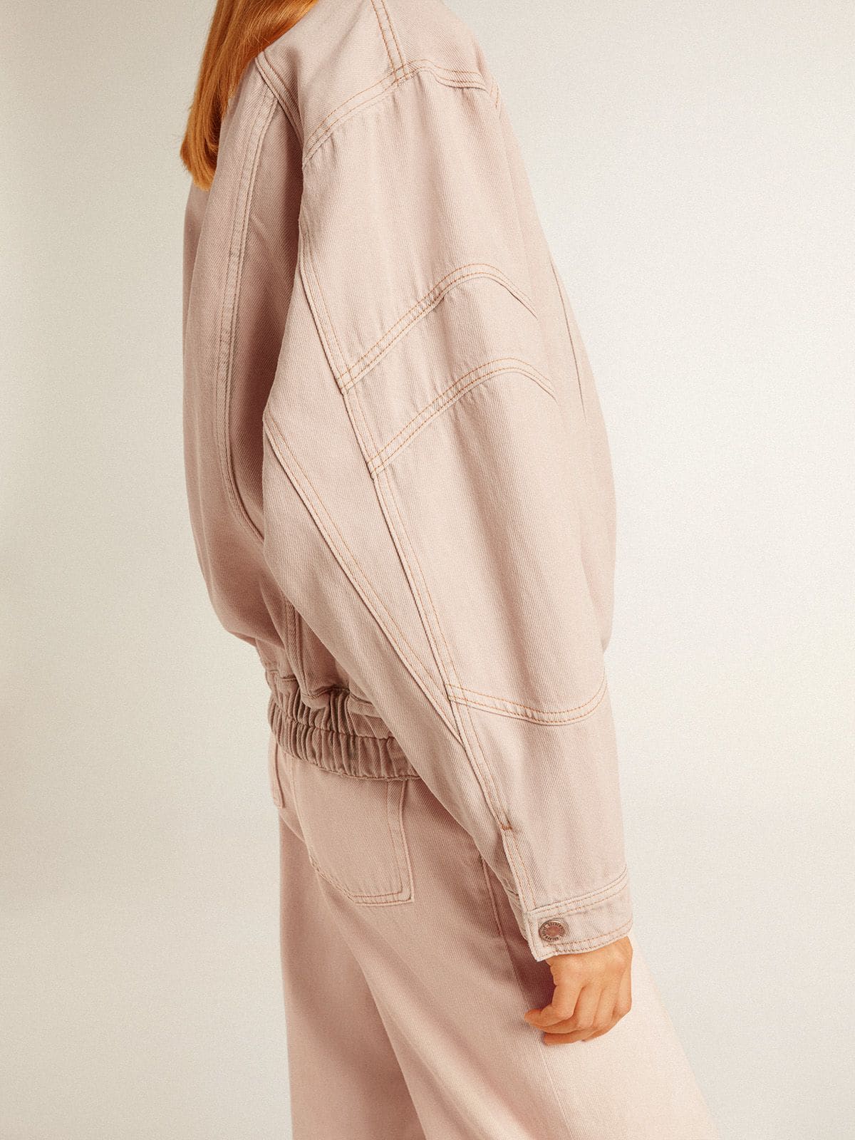 Golden Goose Women's pink dyed denim bomber jacket