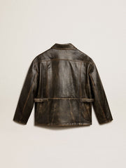 Golden Goose Women's aged brown nappa leather jacket