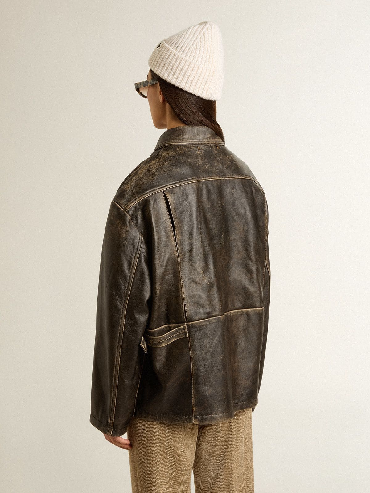 Golden Goose Women's aged brown nappa leather jacket