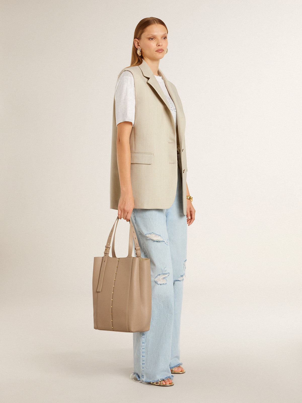 Golden Goose Women's khaki wool blend vest jacket