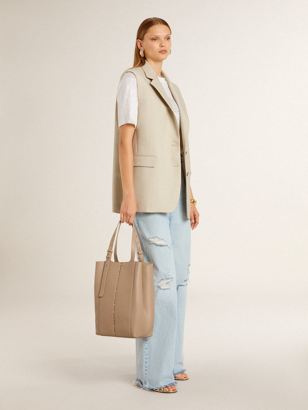 Golden Goose Women's khaki wool blend vest jacket