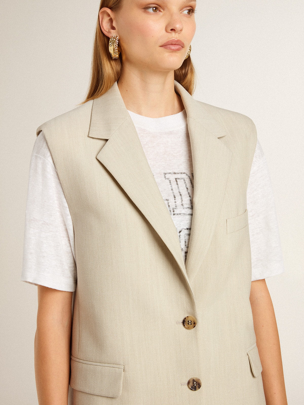 Golden Goose Women's khaki wool blend vest jacket