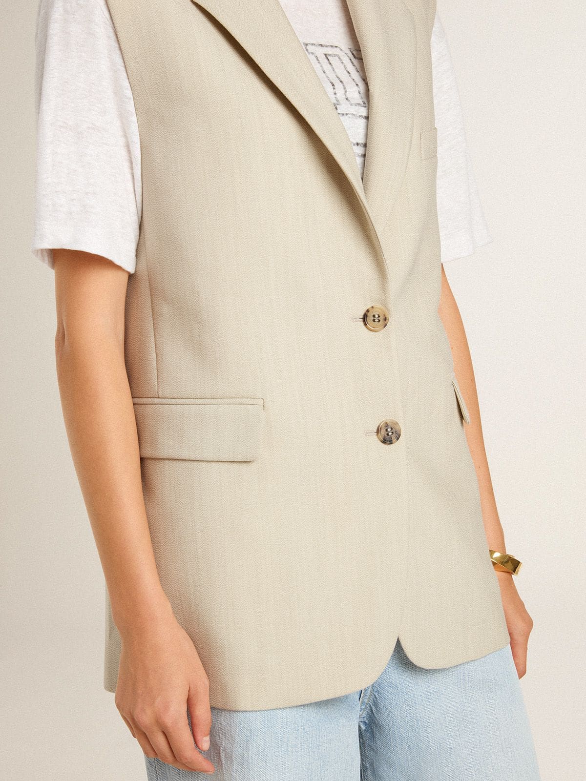 Golden Goose Women's khaki wool blend vest jacket