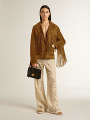 Golden Goose Women’s tobacco-colored suede jacket women with fringes