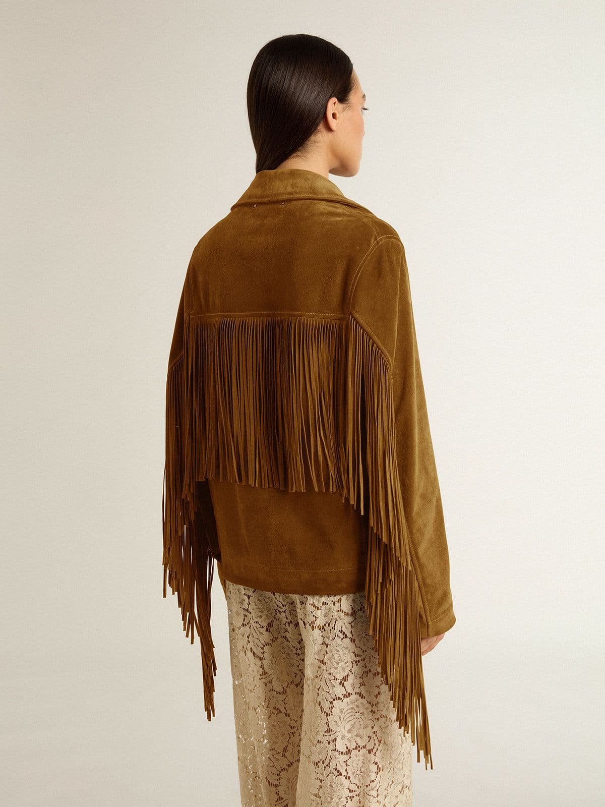 Golden Goose Women’s tobacco-colored suede jacket women with fringes