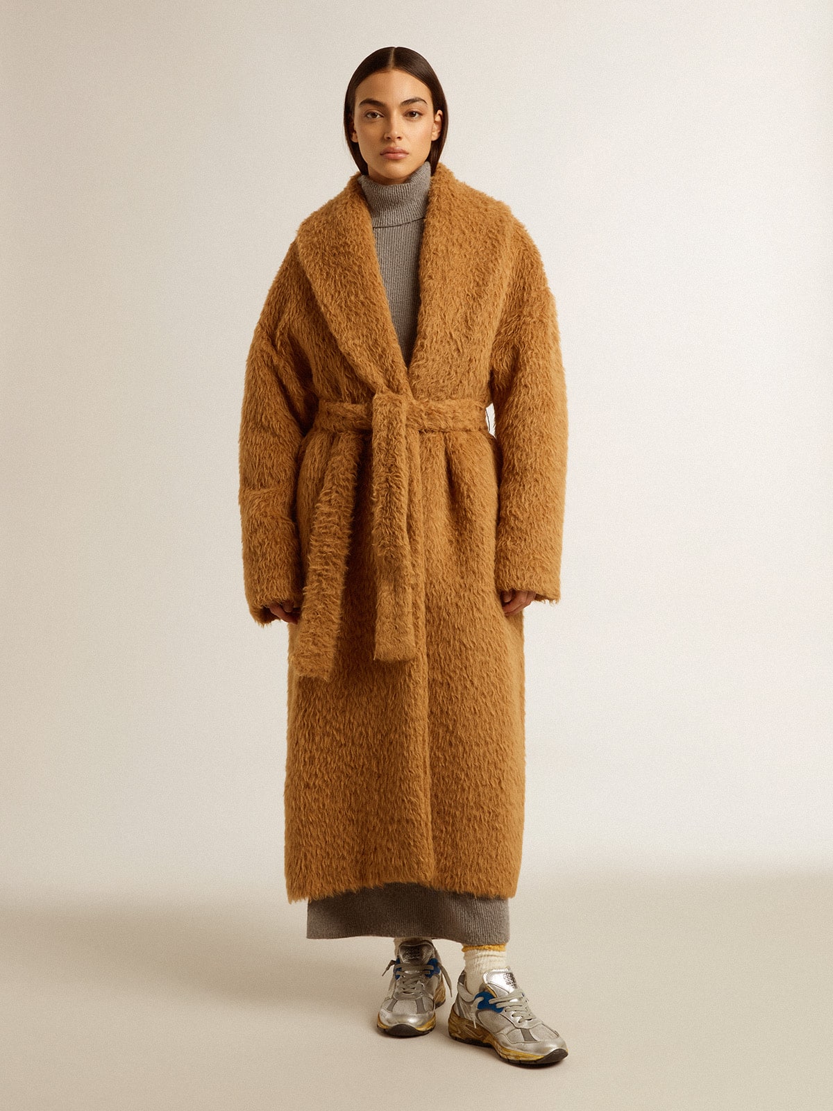 Golden Goose Women's coat with shawl collar in tobacco