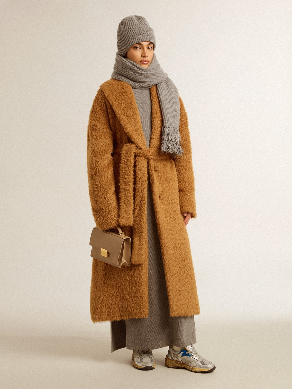 Golden Goose Women's coat with shawl collar in tobacco