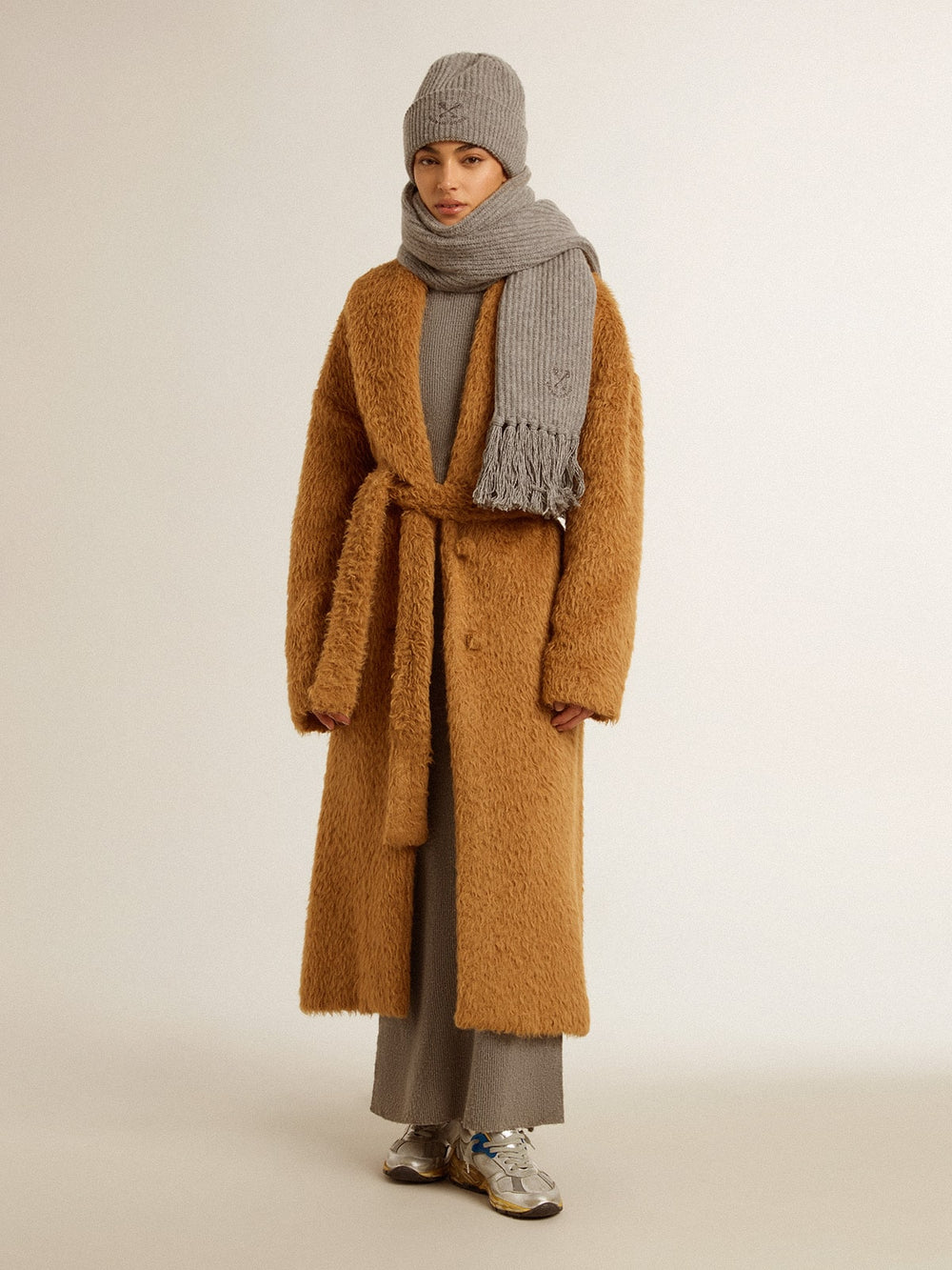 Golden Goose Women's coat with shawl collar in tobacco