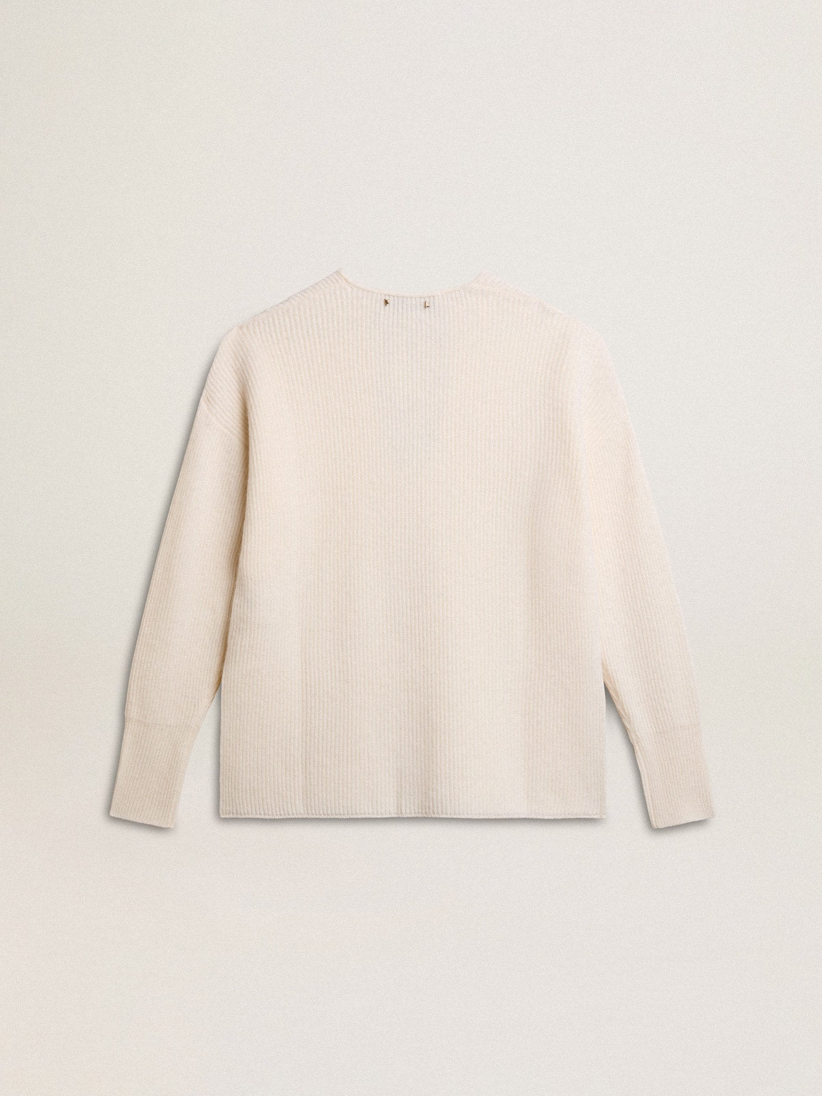 Golden Goose Ribbed wool sweater with V neck and drawstring with tassels