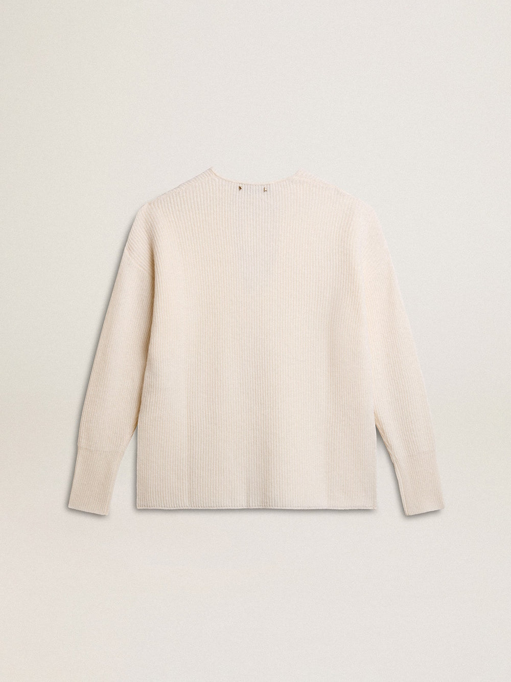 Golden Goose Ribbed wool sweater with V neck and drawstring with tassels