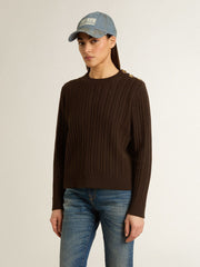 Golden Goose Women's crew-neck sweater in wool blend with gold buttons
