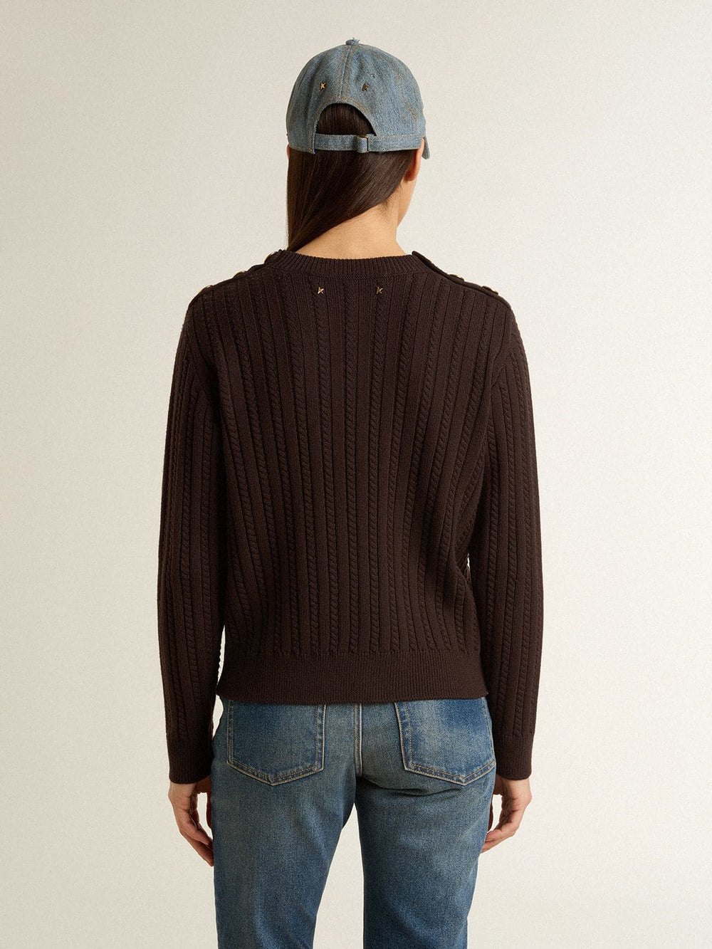 Golden Goose Women's crew-neck sweater in wool blend with gold buttons