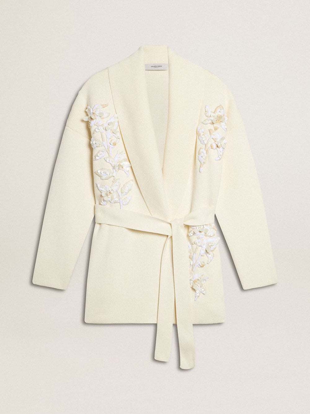 Golden Goose Women's cream-colored cotton cardigan with floral embroidery