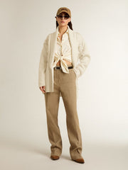 Golden Goose Women's cream-colored cotton cardigan with floral embroidery