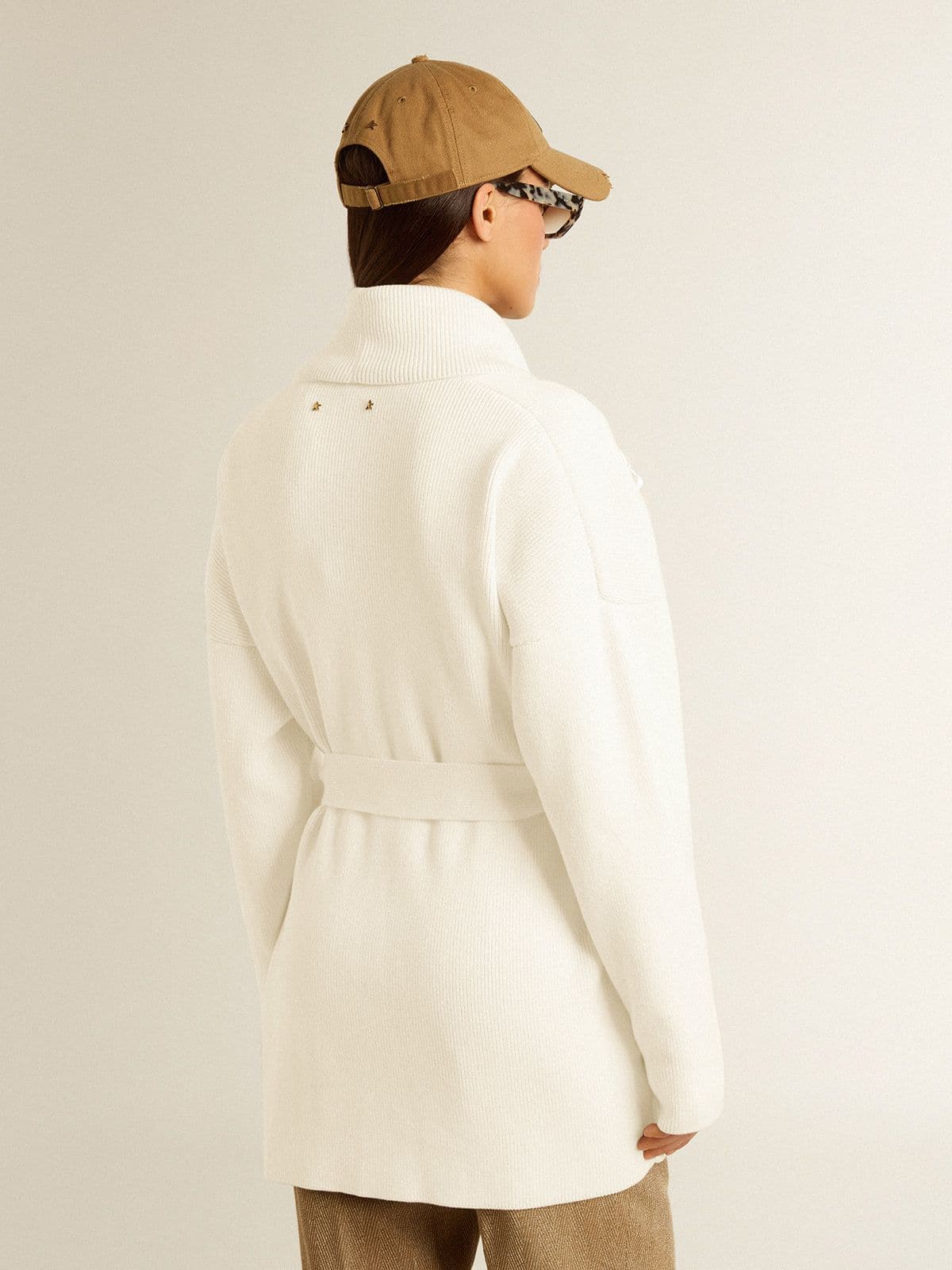 Golden Goose Women's cream-colored cotton cardigan with floral embroidery