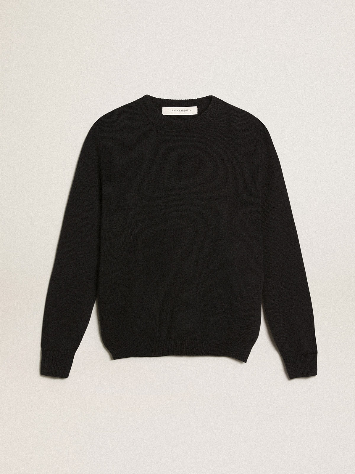 Golden Goose Women’s round-neck sweater in dark blue cotton with logo on the back