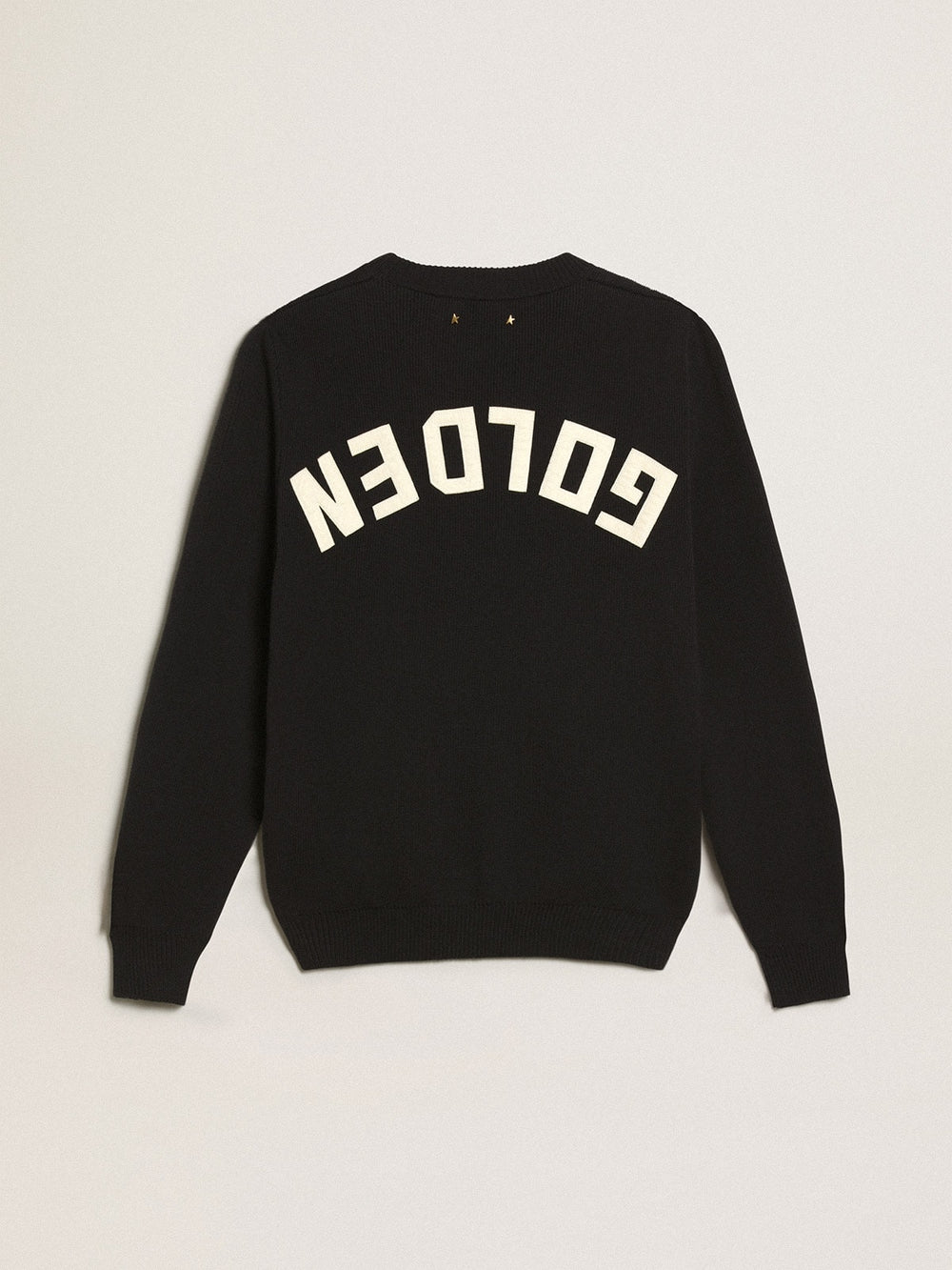 Golden Goose Women’s round-neck sweater in dark blue cotton with logo on the back