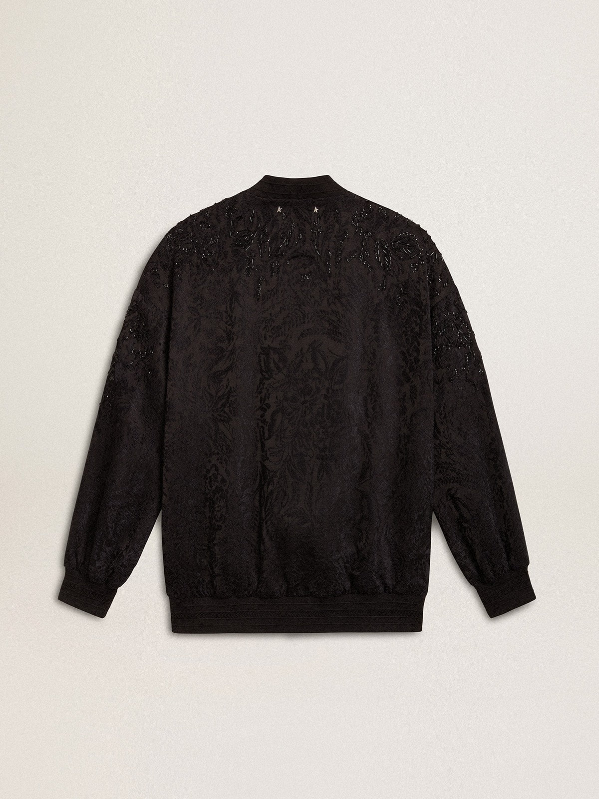 Golden Goose Women's black cardigan with tone-on-tone toile de jouy bead embroidery