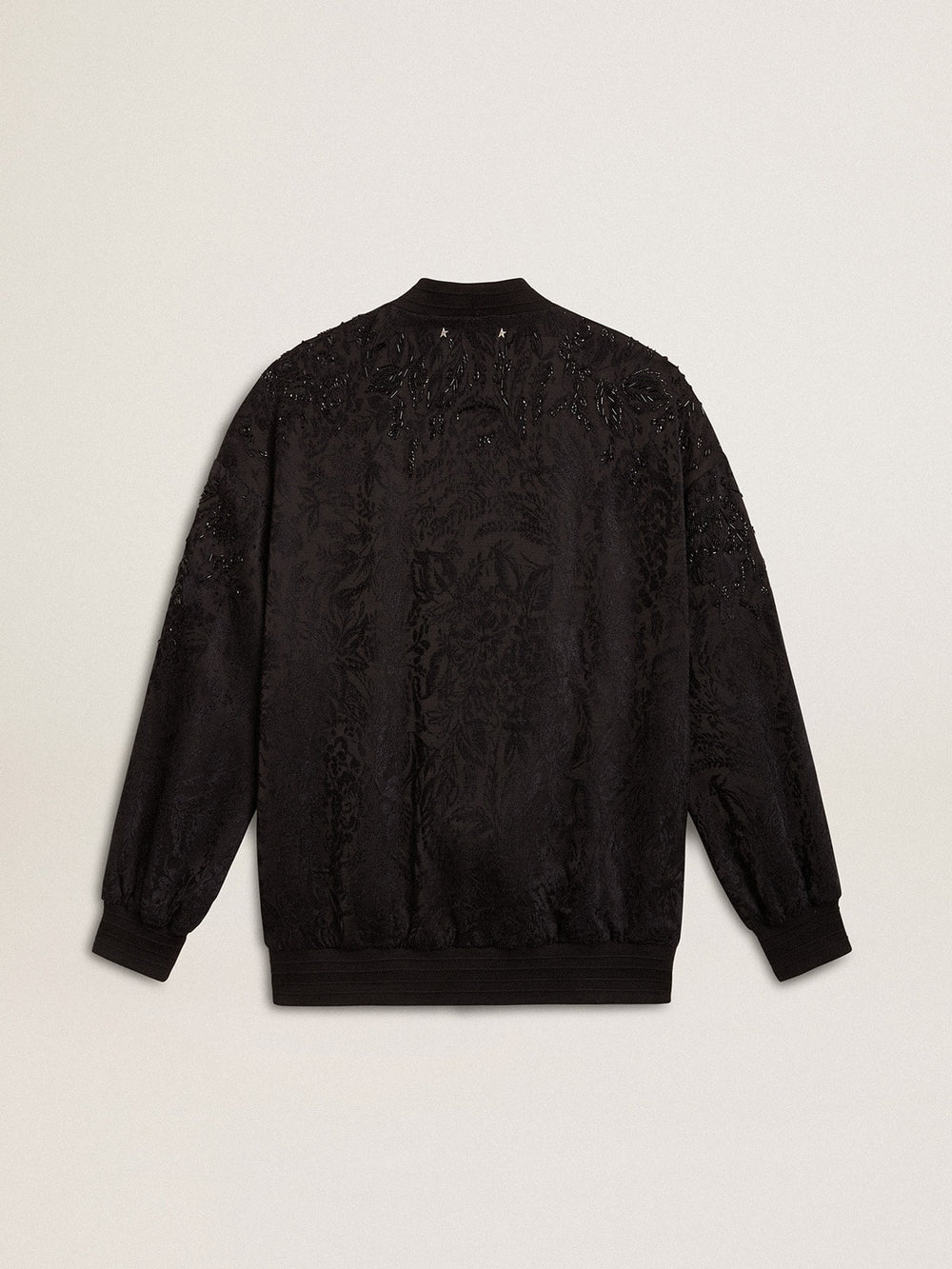 Golden Goose Women's black cardigan with tone-on-tone toile de jouy bead embroidery