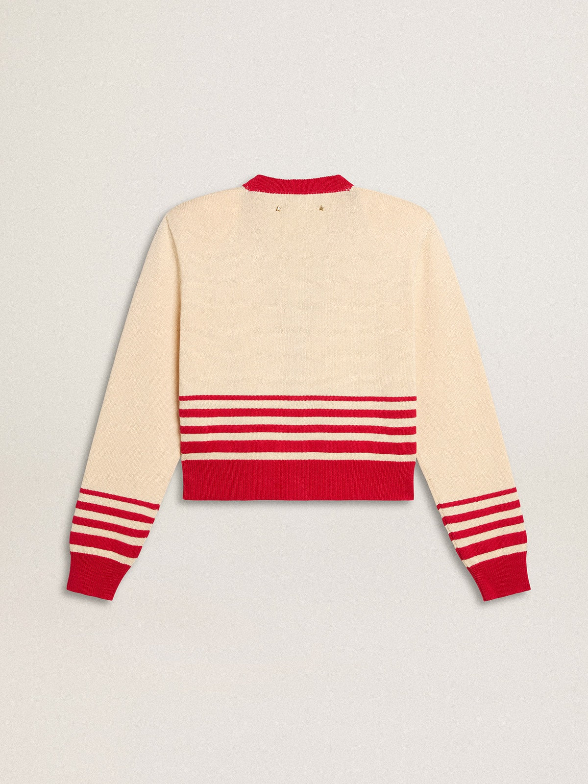 Golden Goose Women's cardigan in cream with red stripes