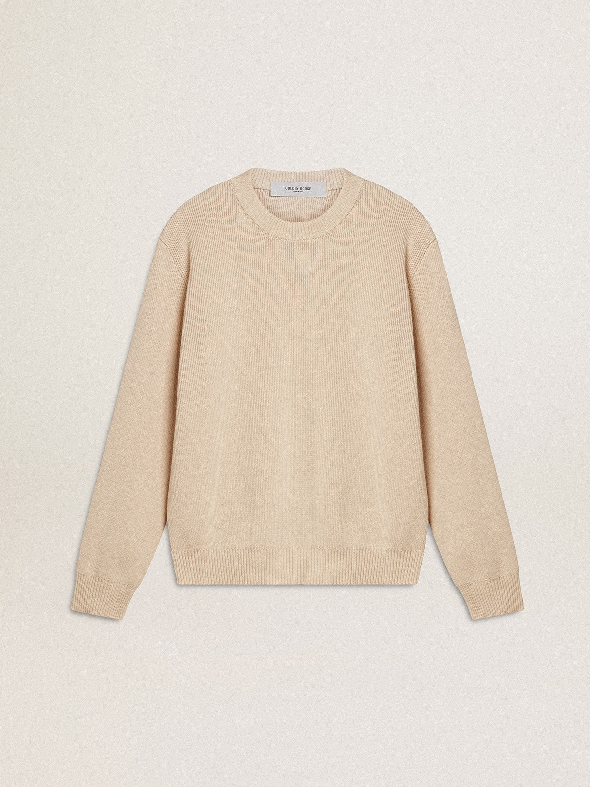 Golden Goose Women's beige sweater with 'Golden' lettering on the back