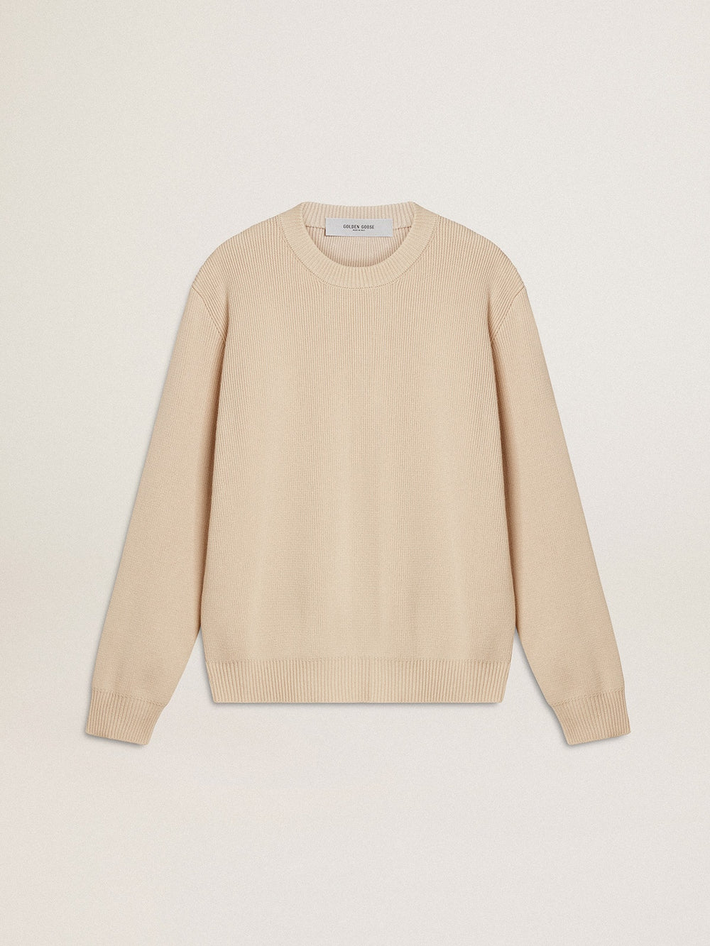 Golden Goose Women's beige sweater with 'Golden' lettering on the back