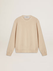Golden Goose Women's beige sweater with 'Golden' lettering on the back