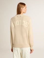 Golden Goose Women's beige sweater with 'Golden' lettering on the back