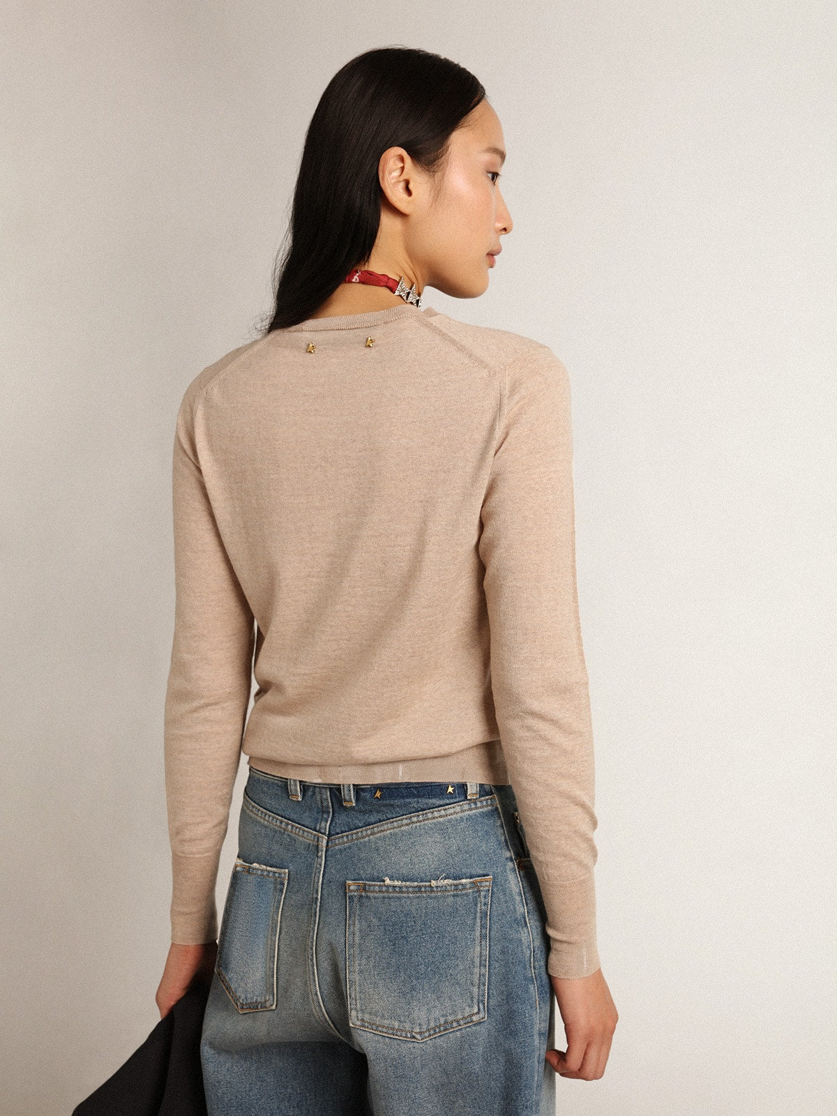 Golden Goose Women's sweater in light brown merino wool