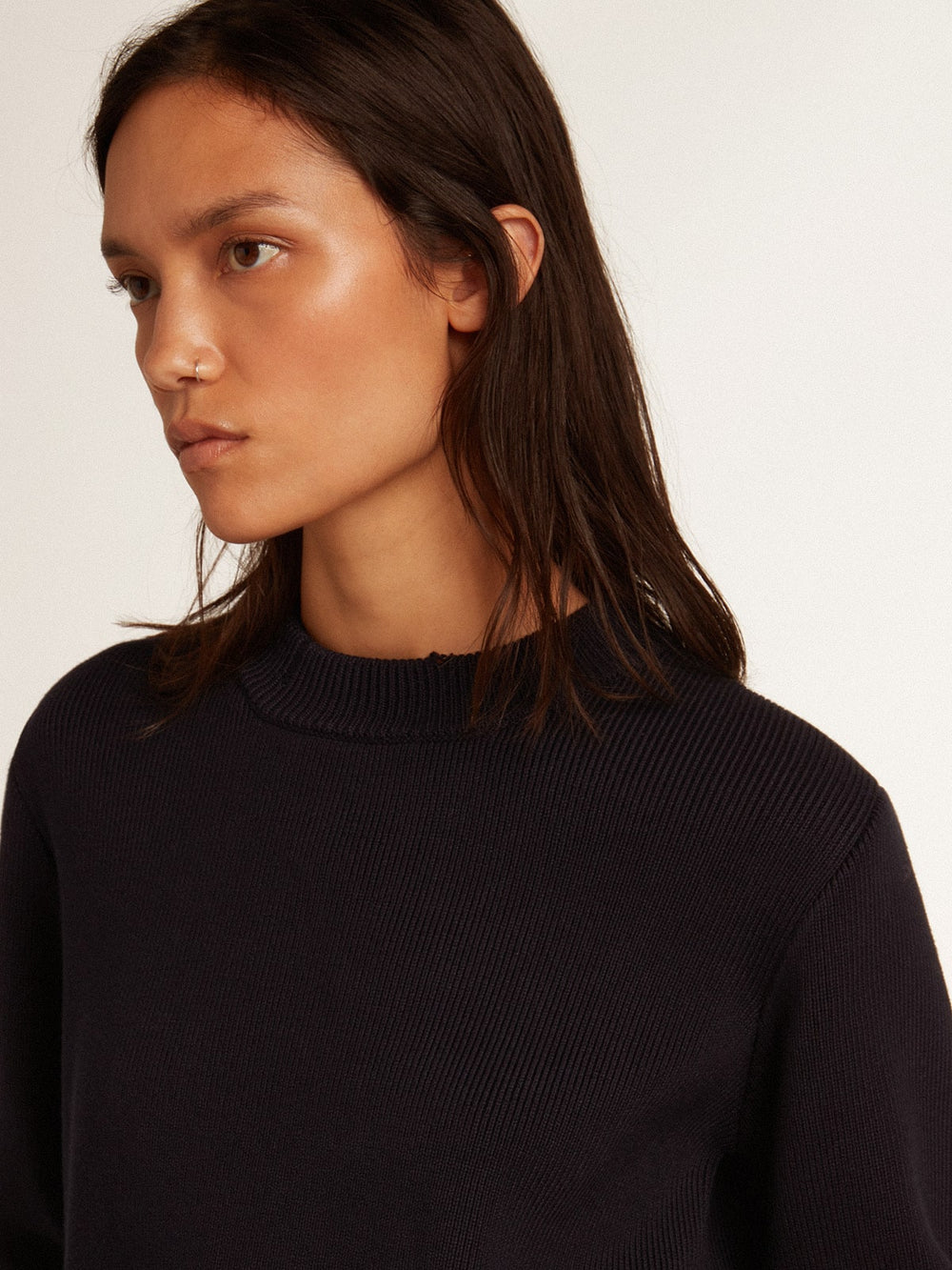 Golden Goose Women’s round-neck sweater in dark blue cotton