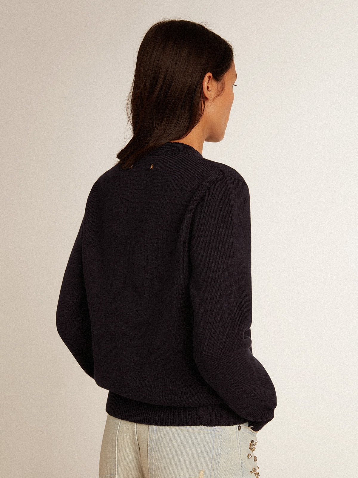 Golden Goose Women’s round-neck sweater in dark blue cotton
