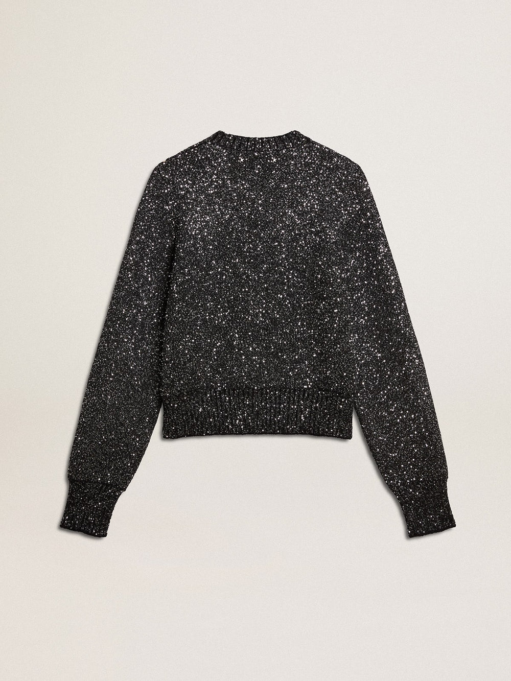 Golden Goose Women's black wool blend cropped sweater with all-over sequins