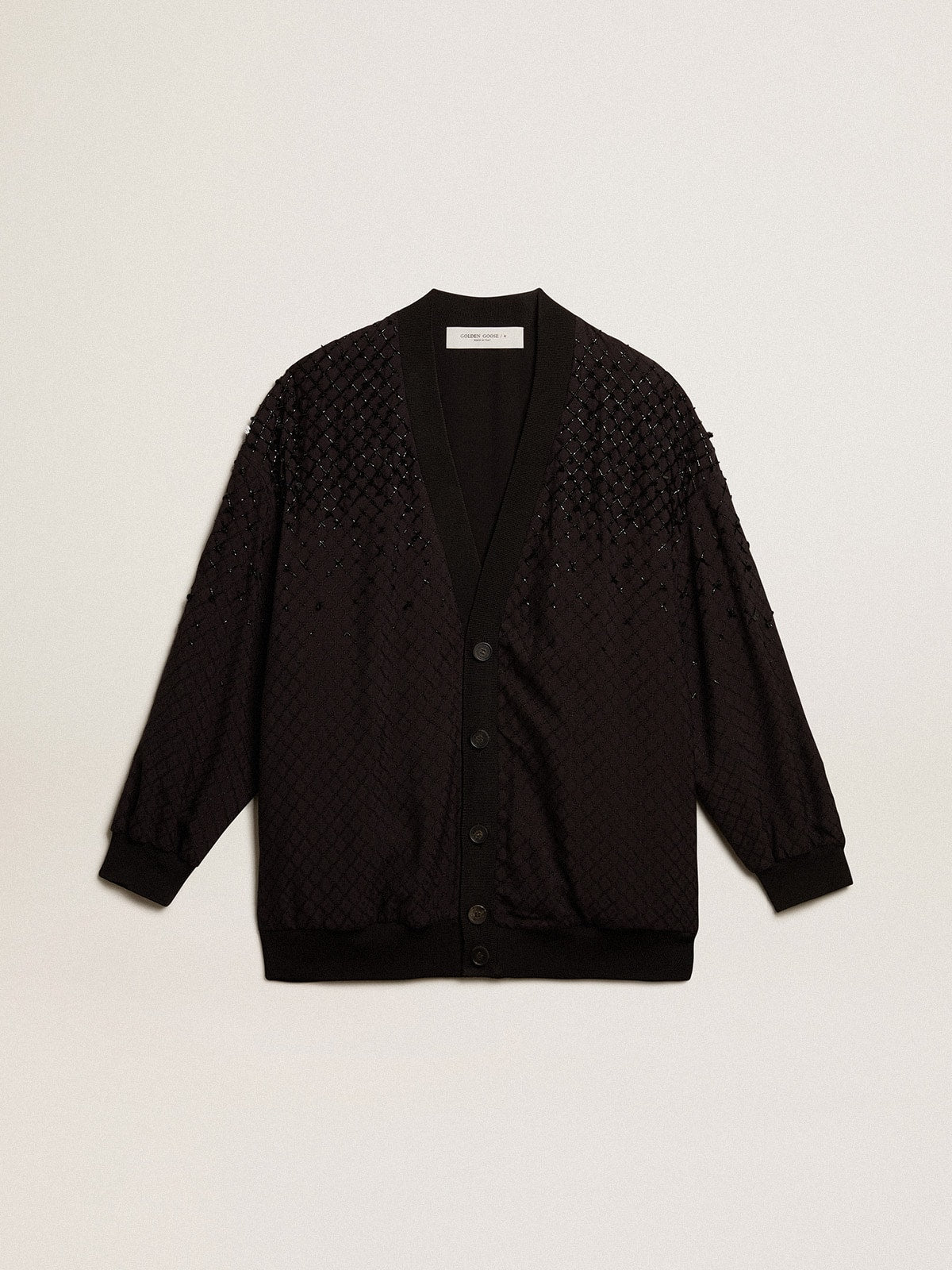 Golden Goose Women’s black cardigan with shaded embroidery
