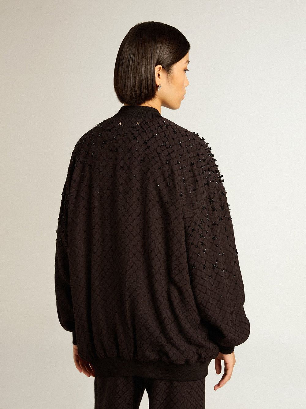 Golden Goose Women’s black cardigan with shaded embroidery