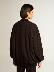 Golden Goose Women’s black cardigan with shaded embroidery