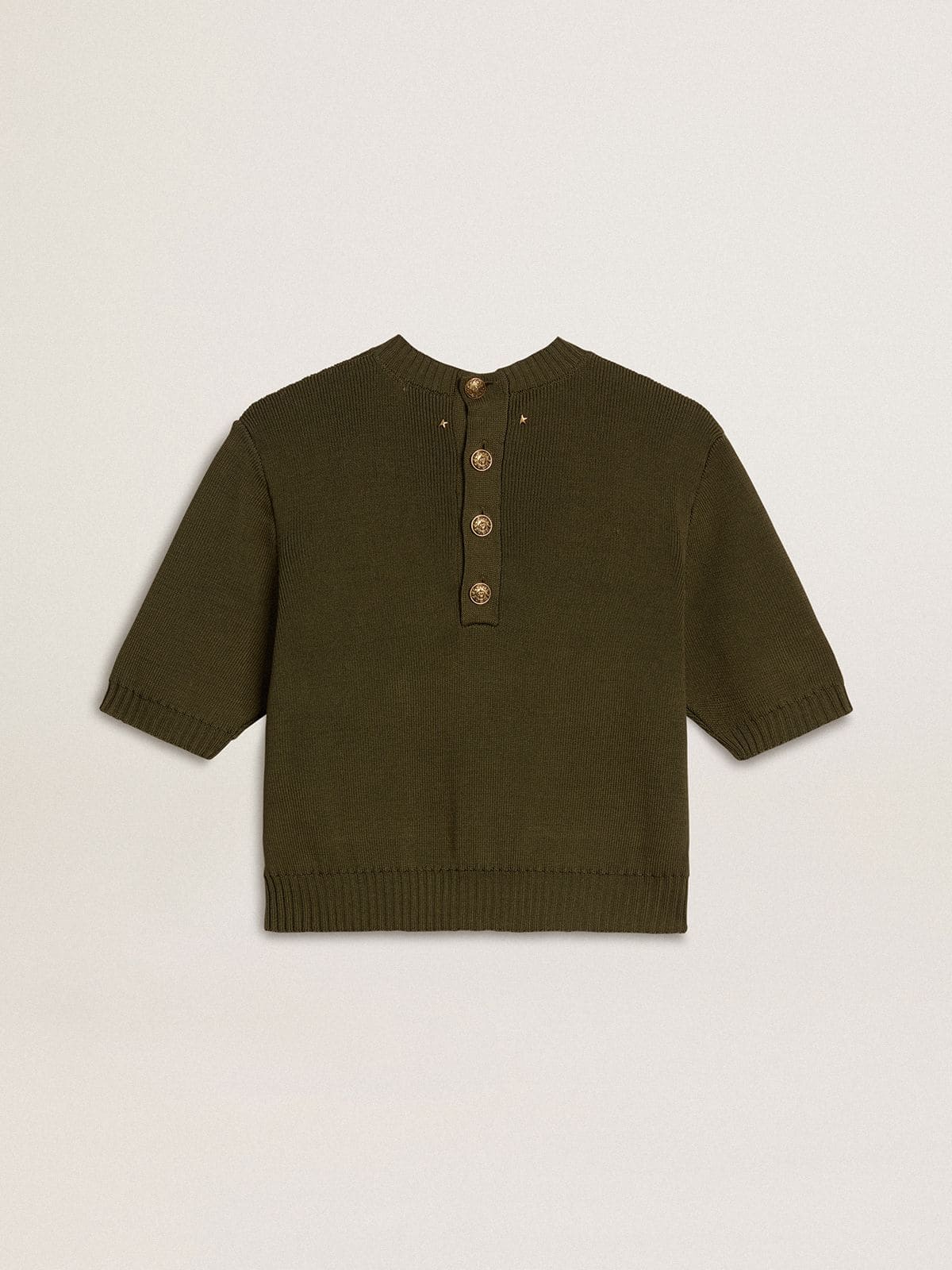 Golden Goose Women's short-sleeved sweater in military-green cotton