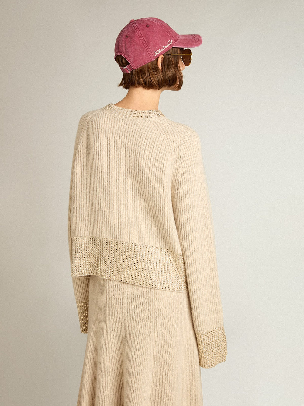 Golden Goose Women's boxy sweater in wool with hotfix crystal decoration