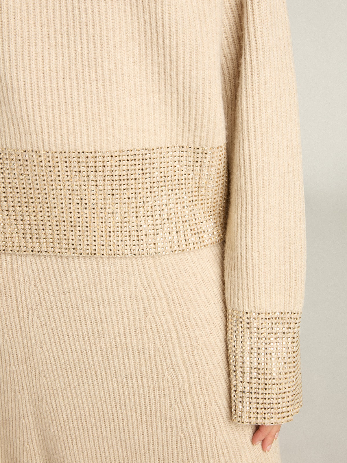 Golden Goose Women's boxy sweater in wool with hotfix crystal decoration