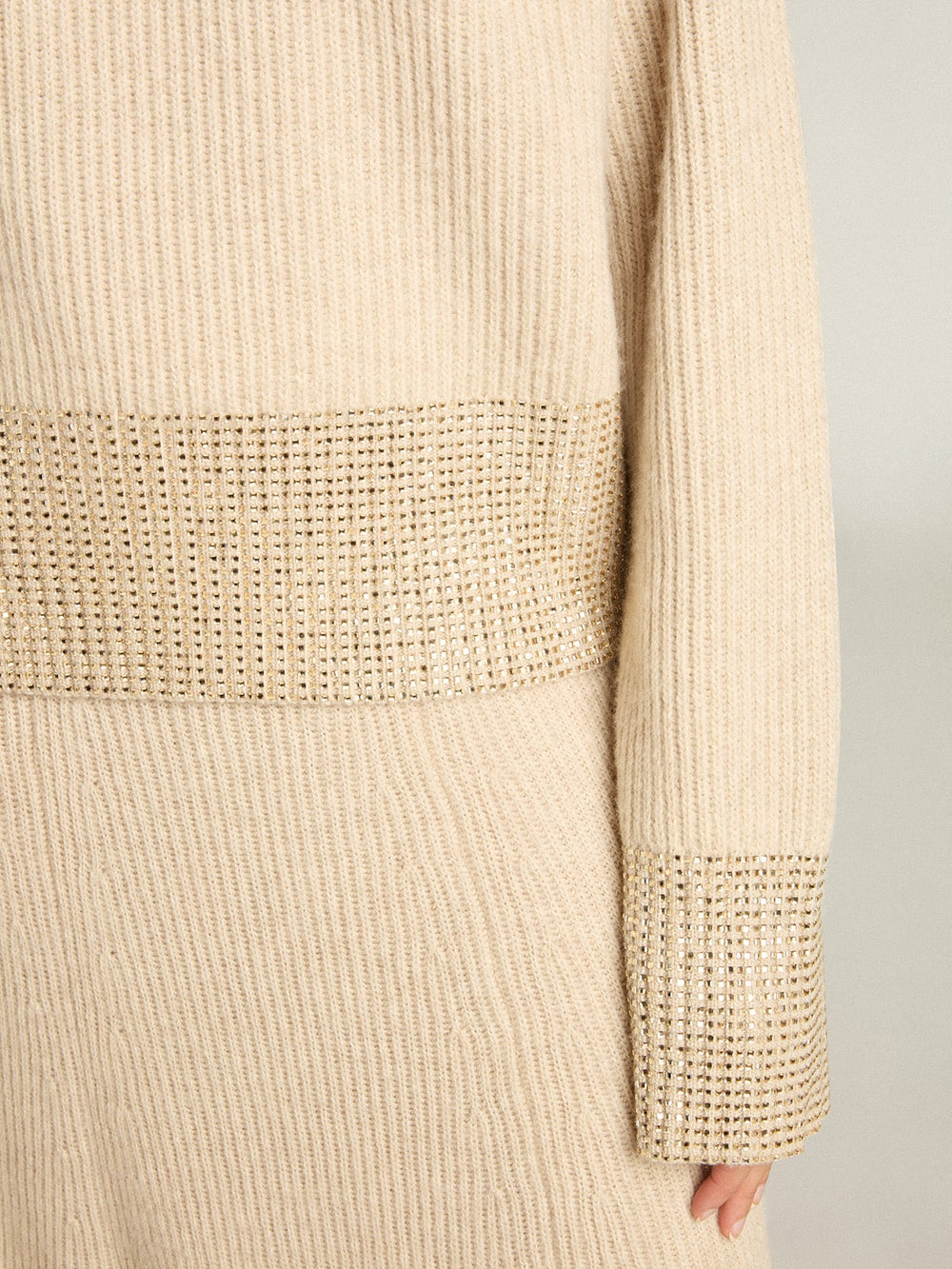 Golden Goose Women's boxy sweater in wool with hotfix crystal decoration