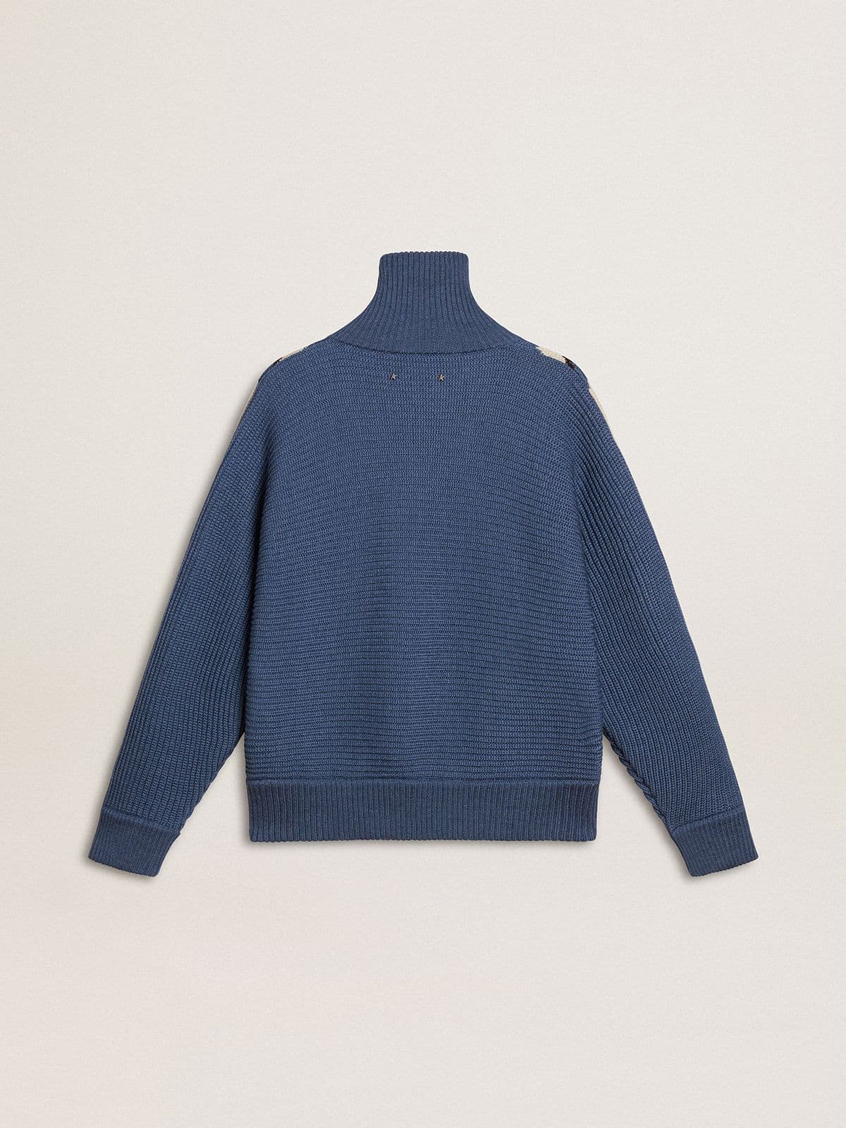 Golden Goose Women's light blue jacquard wool sweater with cream-colored pattern