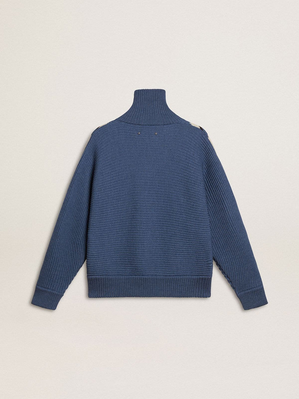 Golden Goose Women's light blue jacquard wool sweater with cream-colored pattern