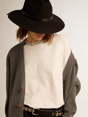 Golden Goose Women's grey cotton cardigan with buttons | Golden Goose