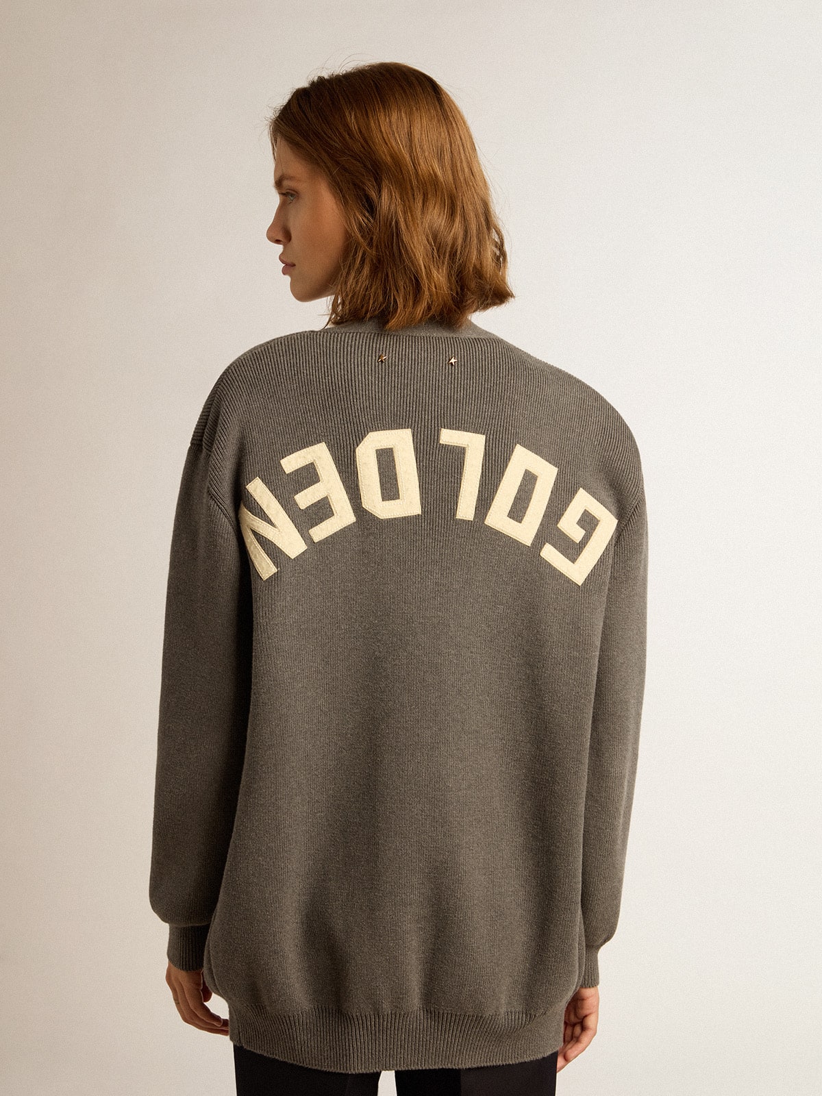 Golden Goose Women's grey cotton cardigan with buttons | Golden Goose