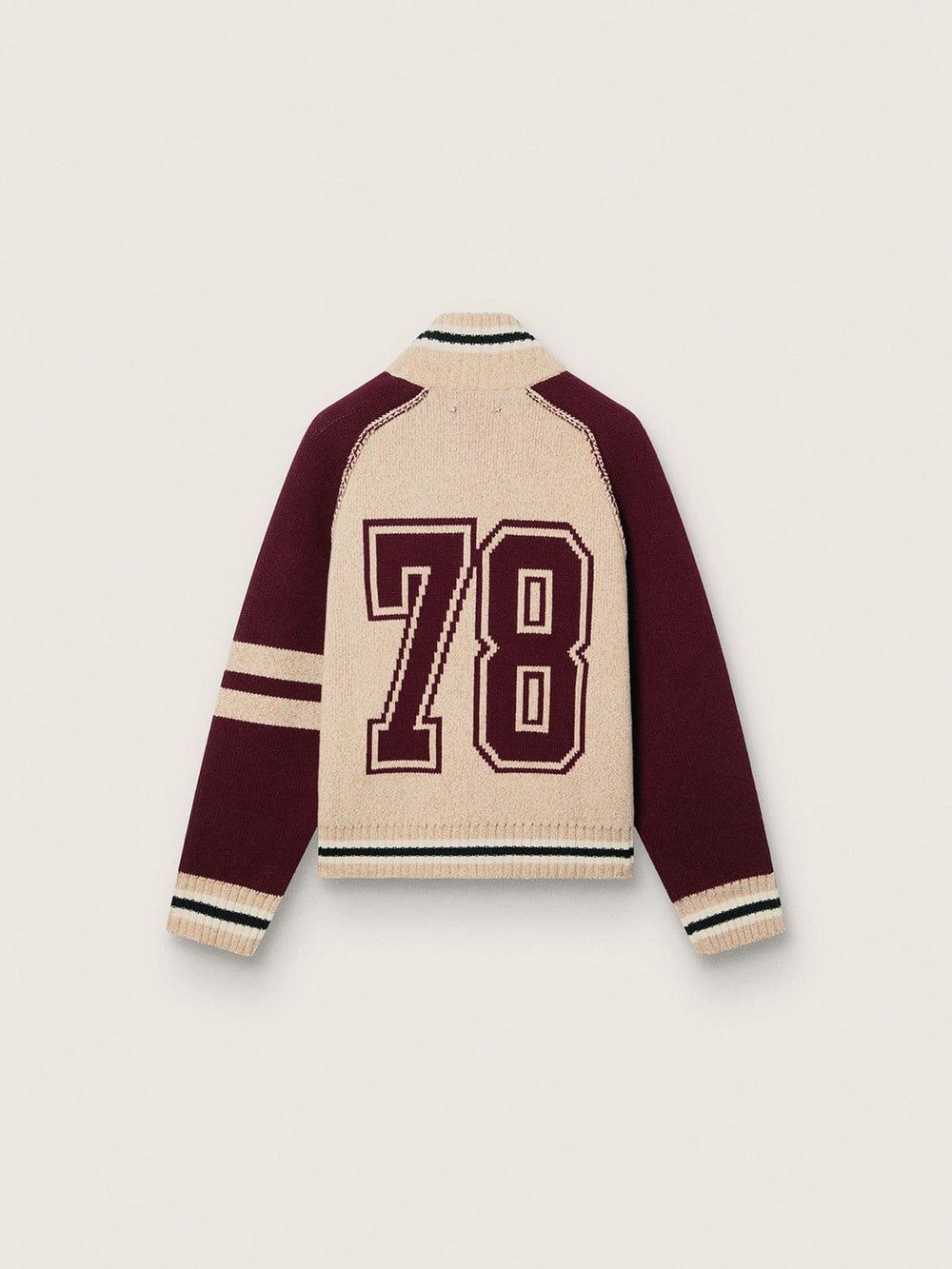 Golden Goose Unisex bomber jacket in white and burgundy jacquard knit