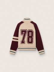 Golden Goose Unisex bomber jacket in white and burgundy jacquard knit